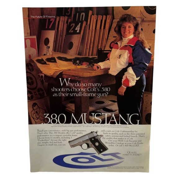 Colt .380 Mustang Vintage Print Ad 1995 Future of Fire Arms Pocketlites - Picture 1 of 5